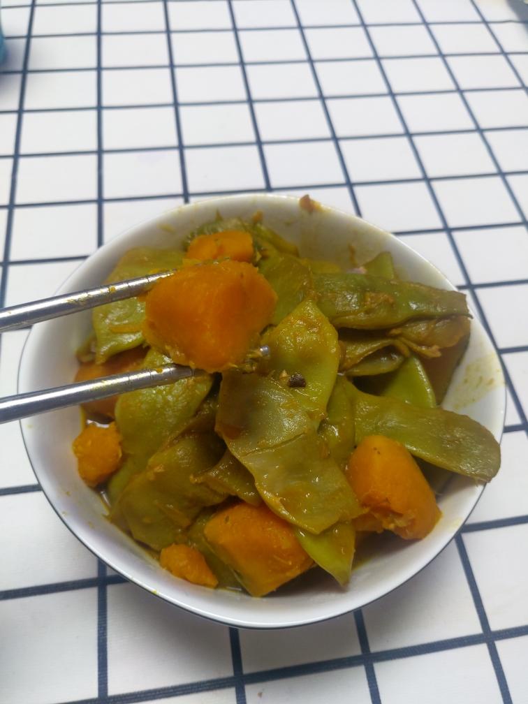 南瓜炖豆角