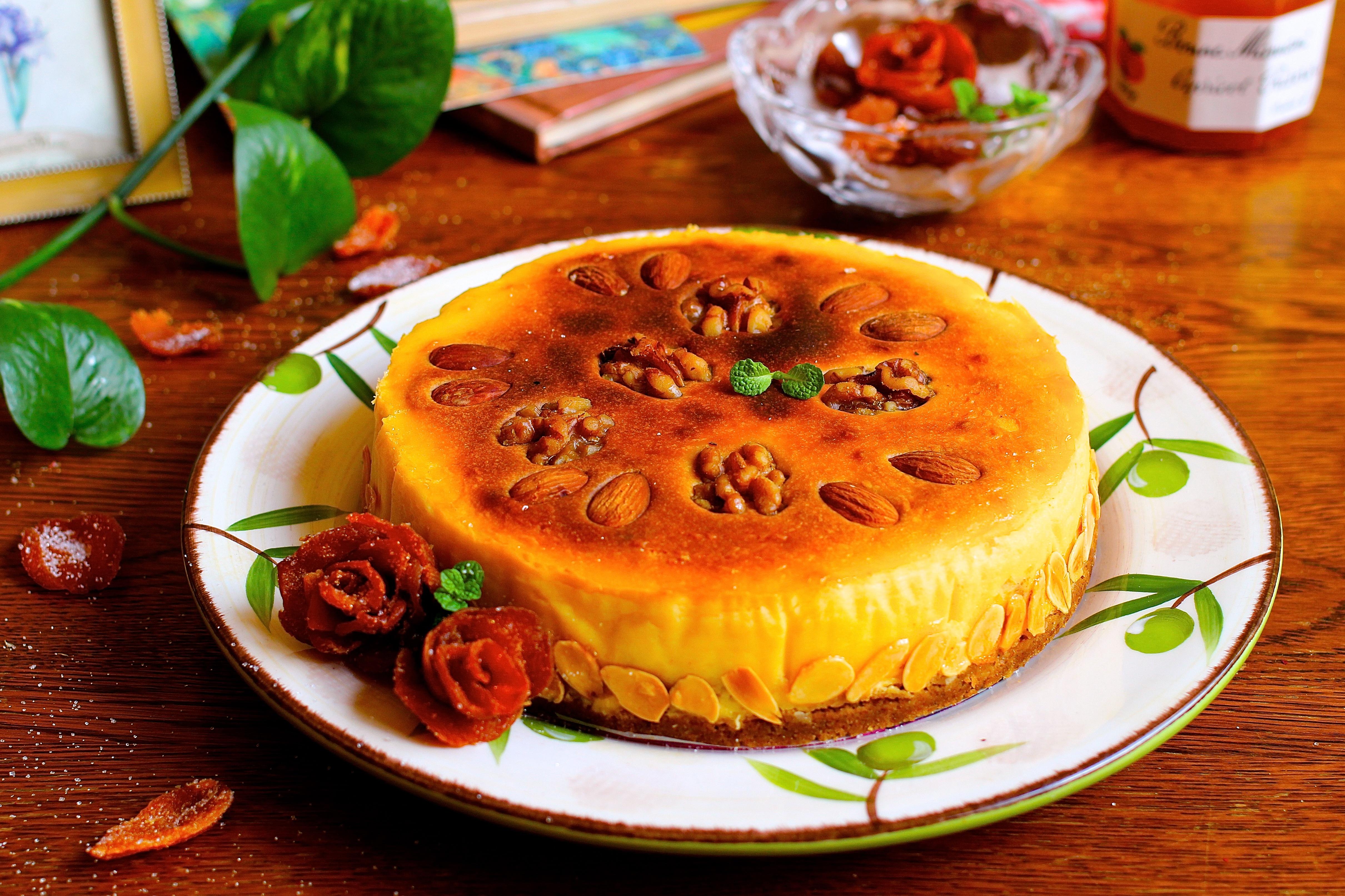 【金色诱惑】杏香重乳酪蛋糕（附杏干玫瑰花做法）的做法