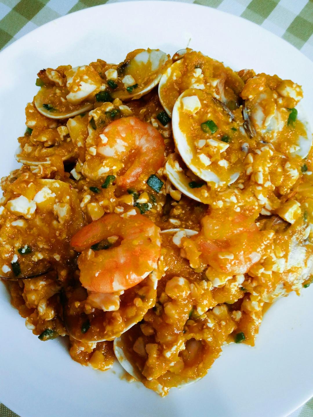 海鲜豆腐南瓜炖