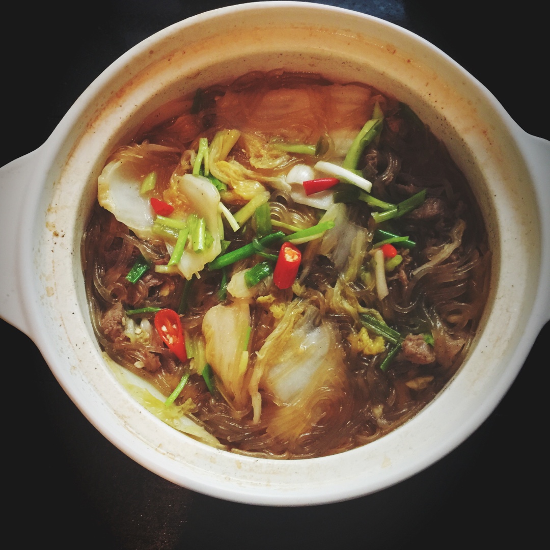 干切牛肉白菜粉丝煲