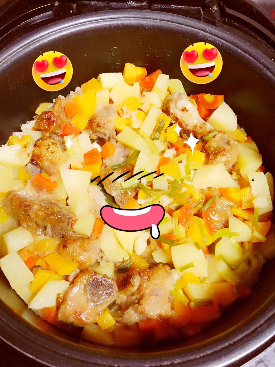 喷香排骨焖饭（爆好吃）