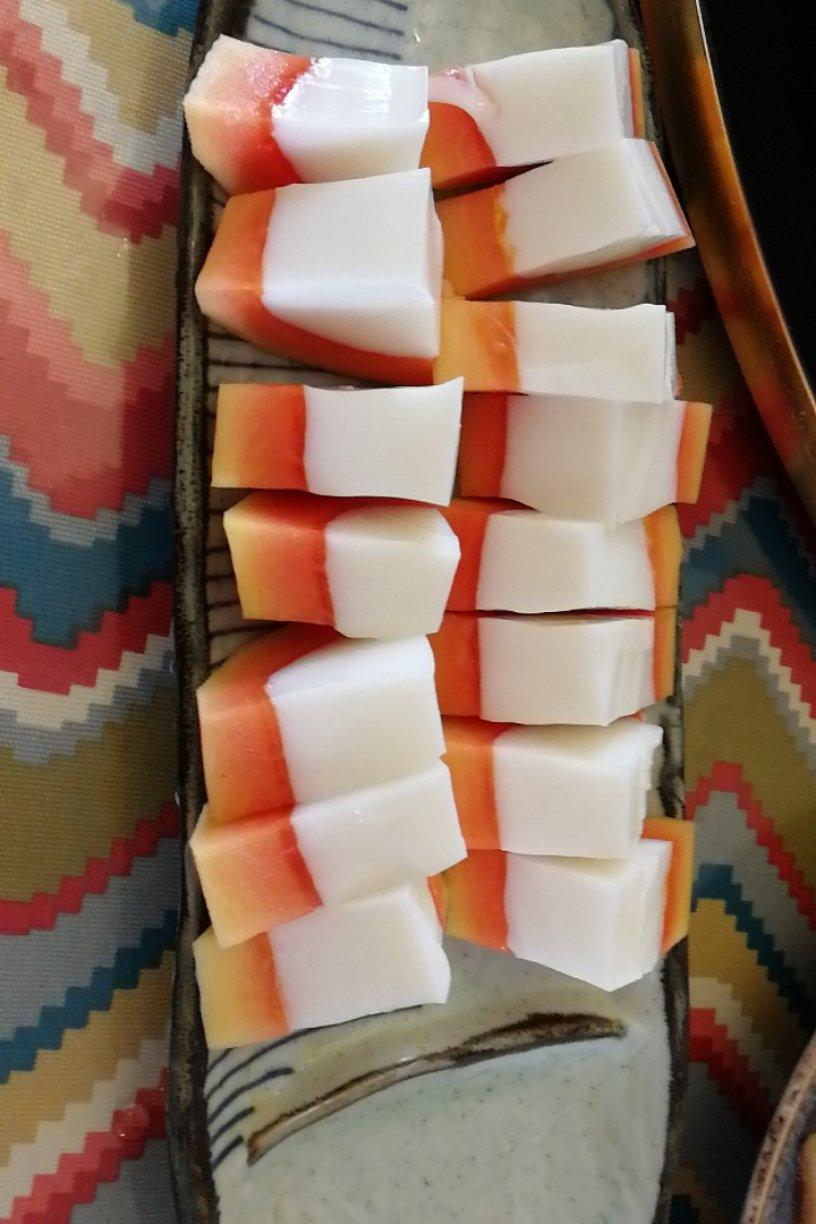 木瓜椰奶冻+木瓜椰奶小方/布丁（清爽低卡版，60大卡/100克）