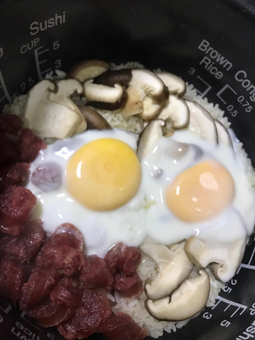 零失败 绝对惊艳 广式腊肠葱油煲仔饭（极简电饭煲版）
