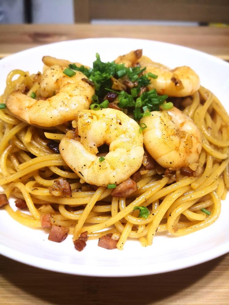 日式蒜蓉虾仁意粉