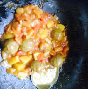家常山寨版咖喱肉丸焗饭的做法 步骤6