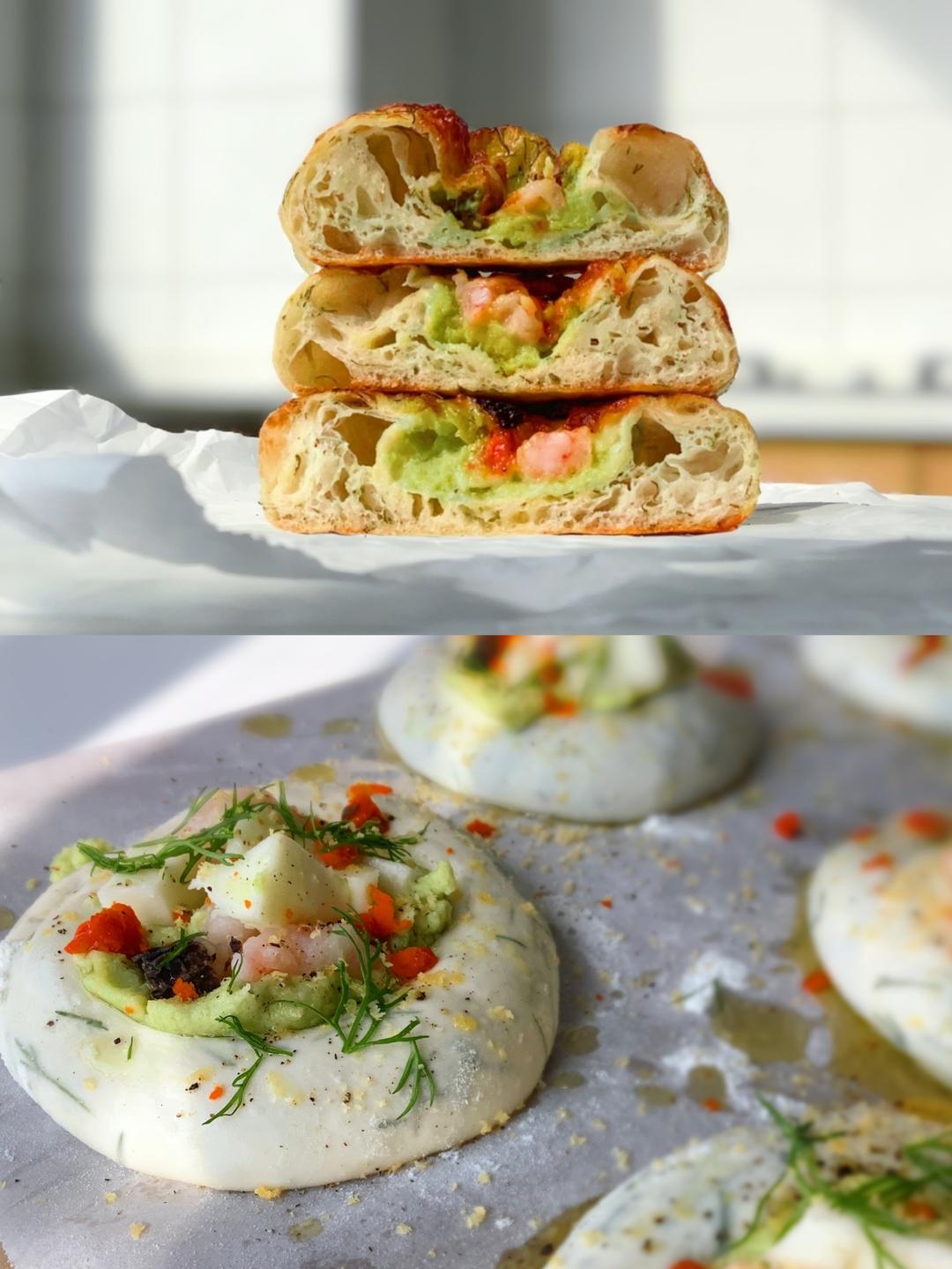 鲜虾蚕豆柠檬青酱佛卡夏