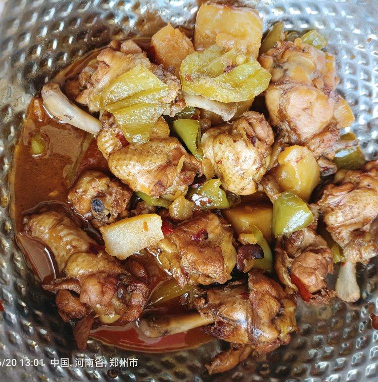 家常大盘鸡加手擀宽面