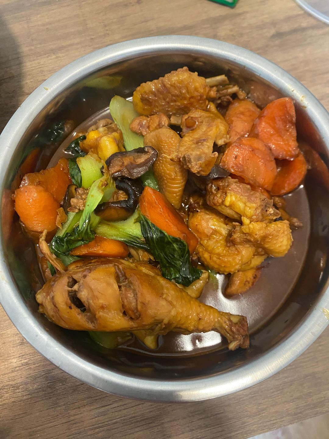 黄焖鸡（配胡萝卜上海青）