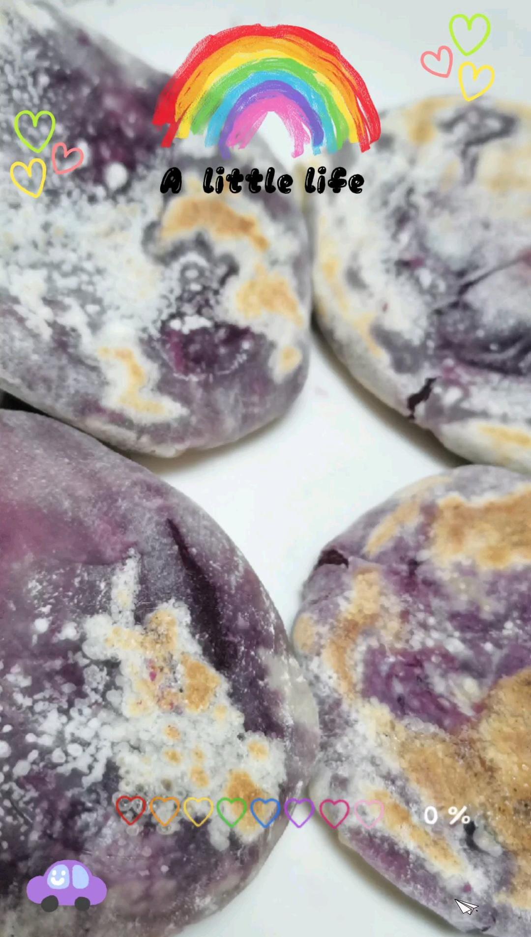 超快手不揉面不放油的低脂奶香紫薯饼