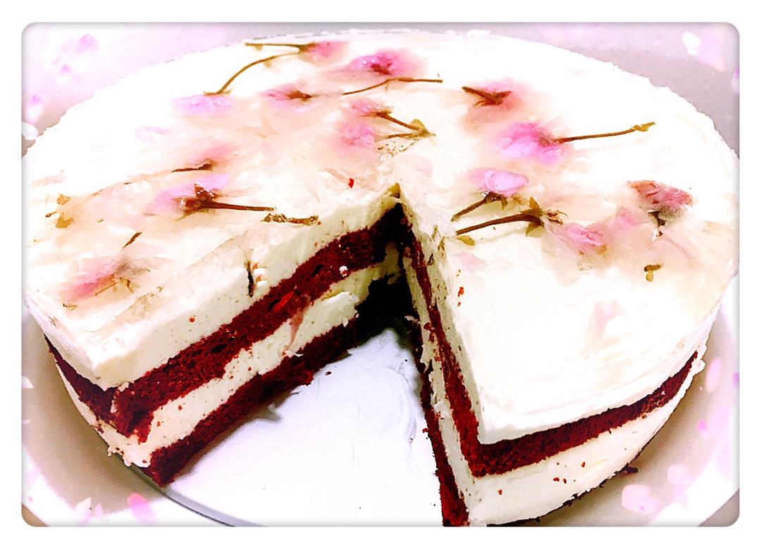 颜值爆表的樱花慕斯。（6寸圆模）