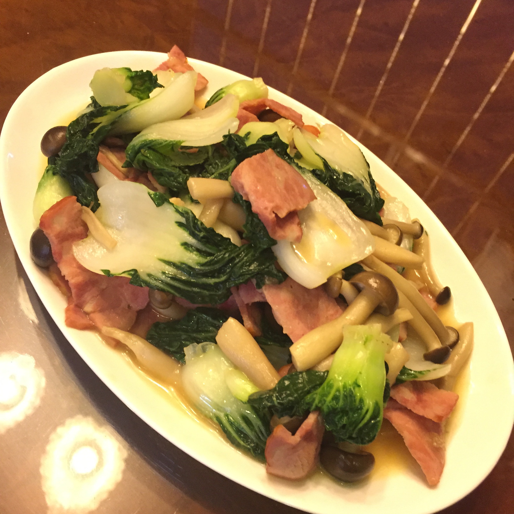 培根炒双菇