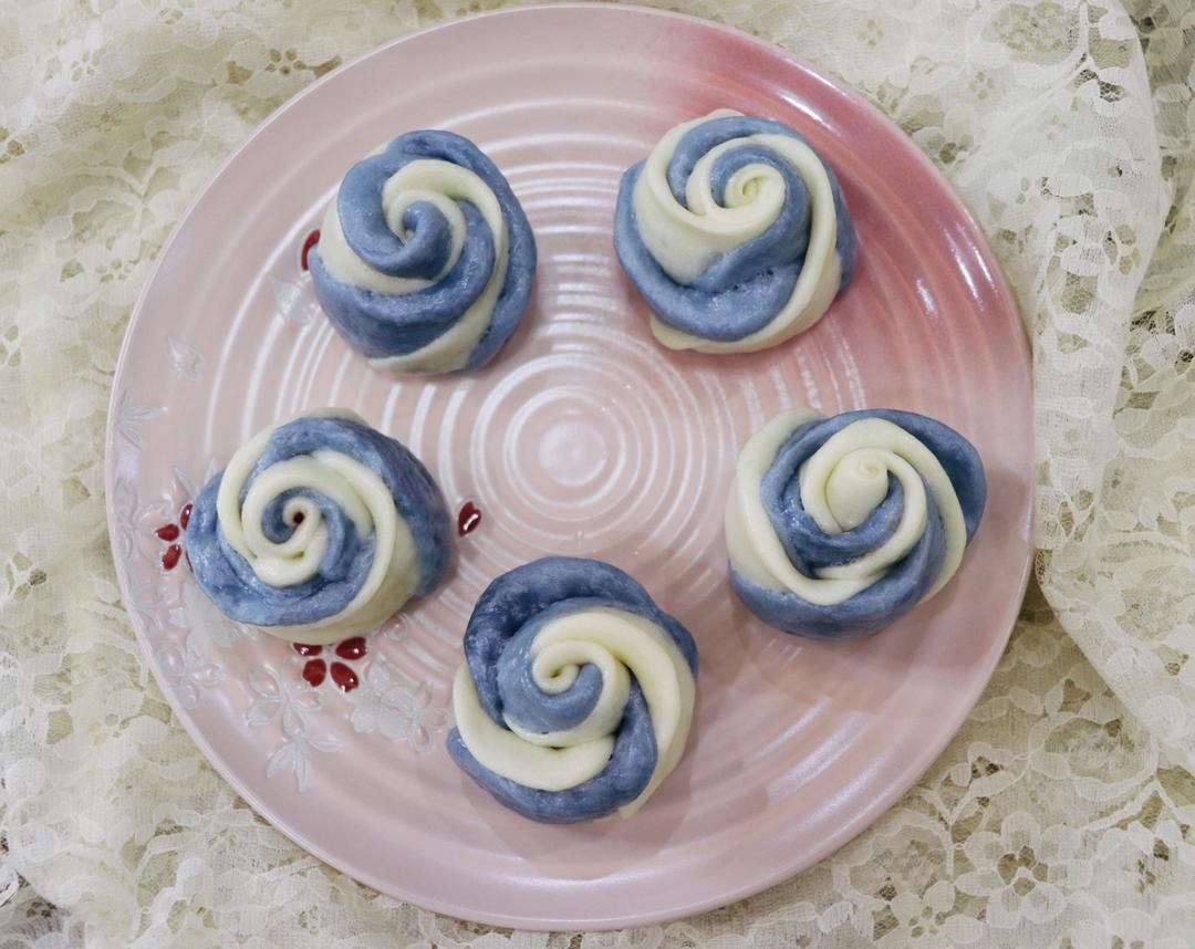 蓝色妖姬双色花卷