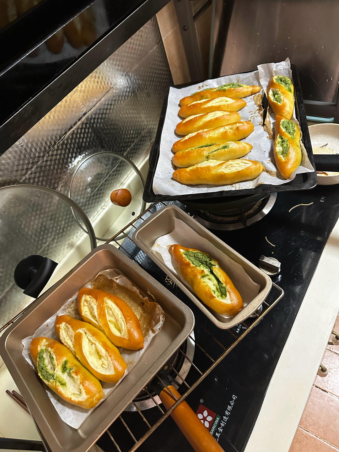 原味（抹茶）2款奶酥馅德式碱水面包｜一次搞定两种口味｜高颜值｜快手｜免手套膜｜免发酵