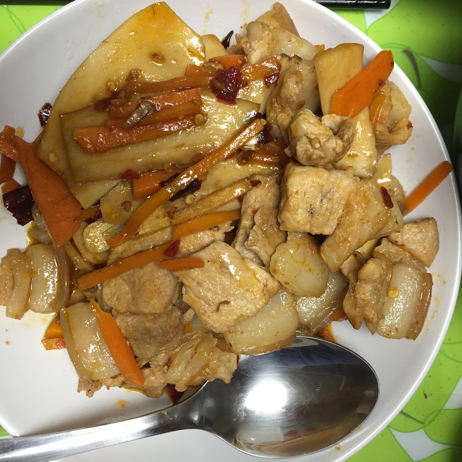 五花肉爆炒杏鲍菇