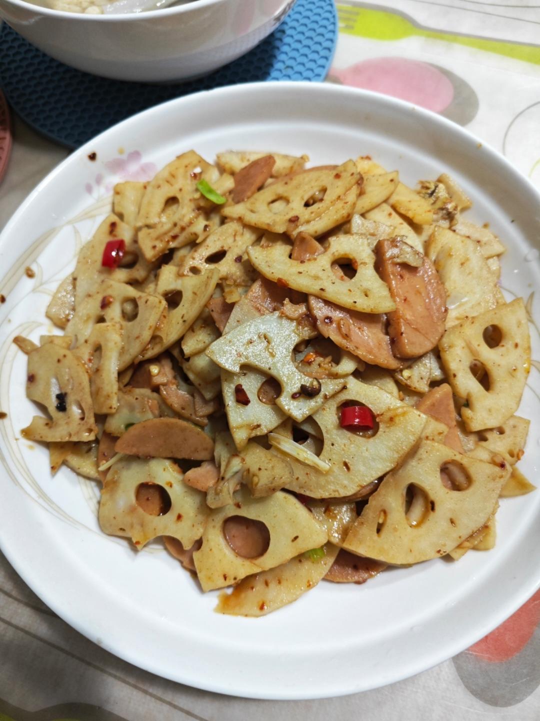 孜然藕片火腿肠