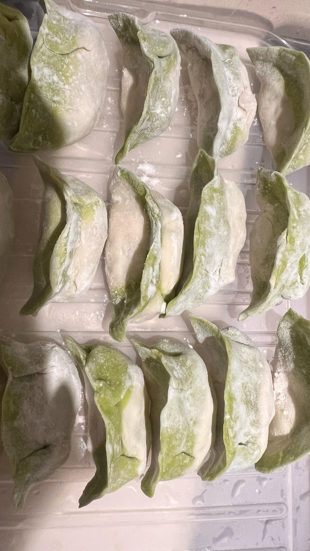 双色饺子皮，韭菜鸡蛋虾仁瘦肉馅饺子