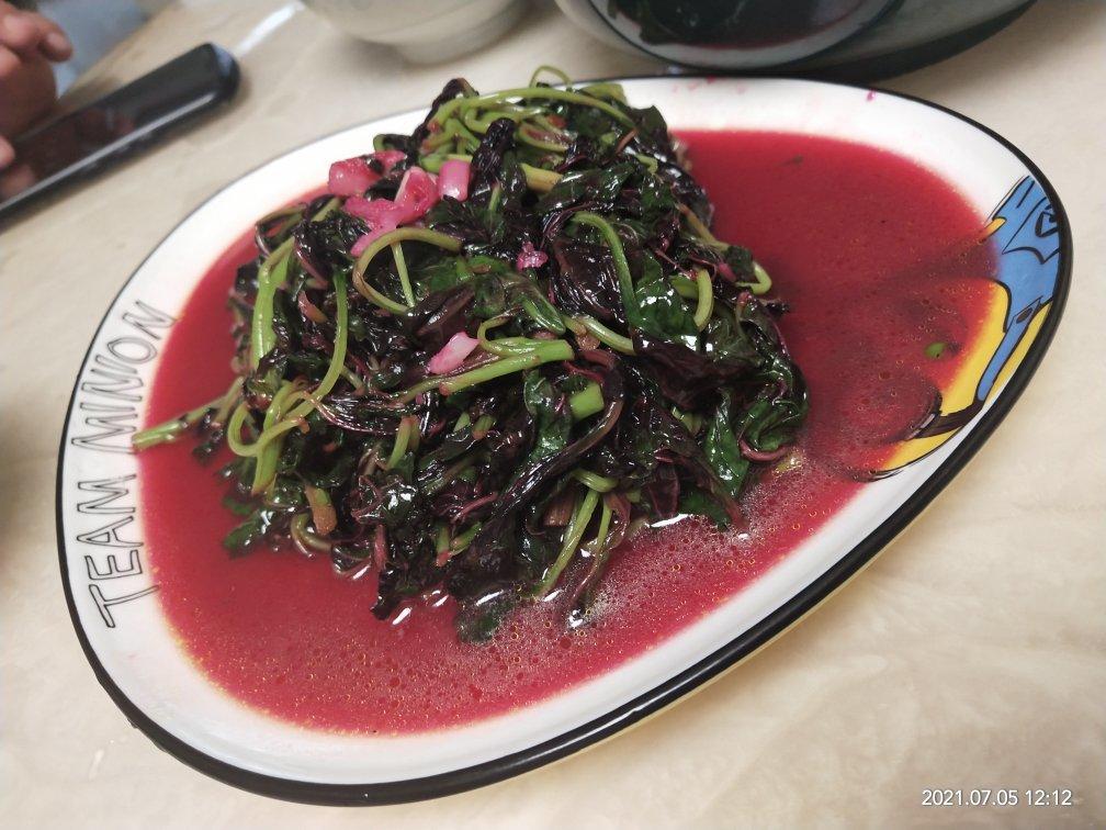 清炒汉菜 过程至简 菜汁就是小朋友喜欢的红饭饭