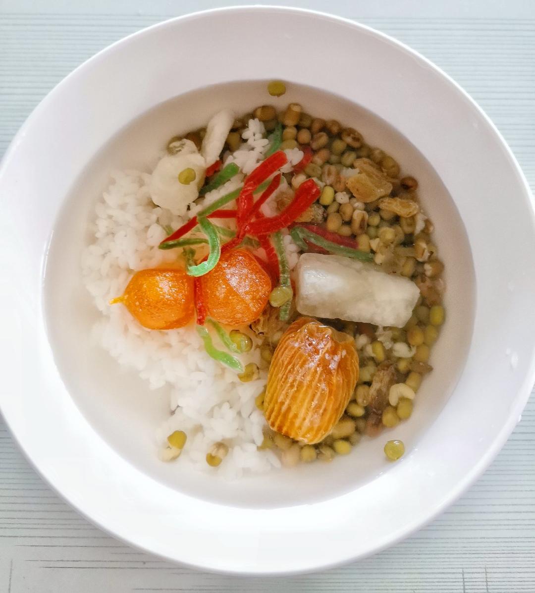 d15做的老苏州记忆中的那碗苏式绿豆汤--糯米,冬瓜糖,红绿丝