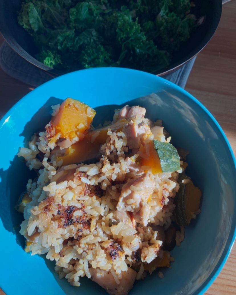 南瓜鸡肉饭