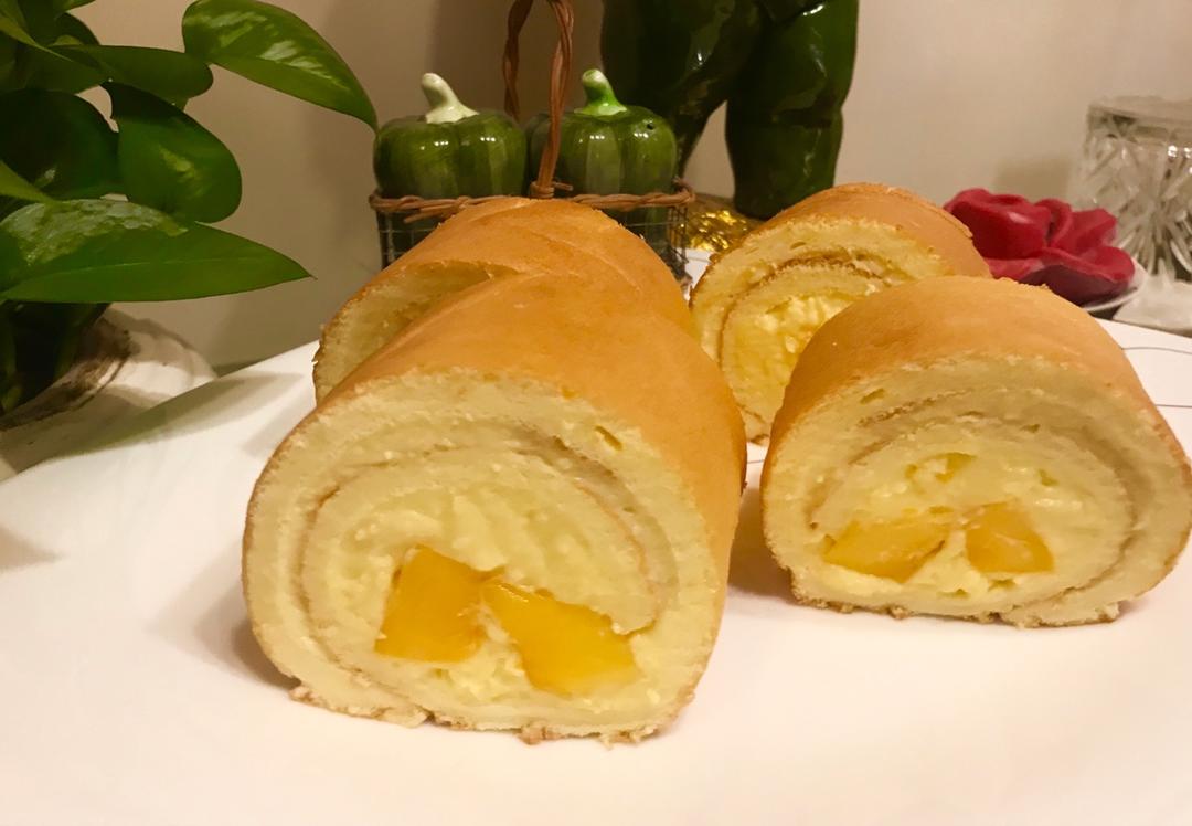 材料最简单的【低卡蛋糕卷】卡仕达戚风卷