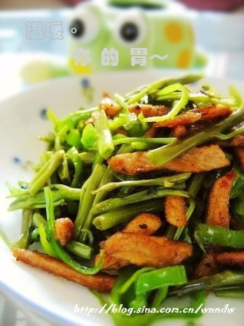 空心菜梗炒肉丝的做法