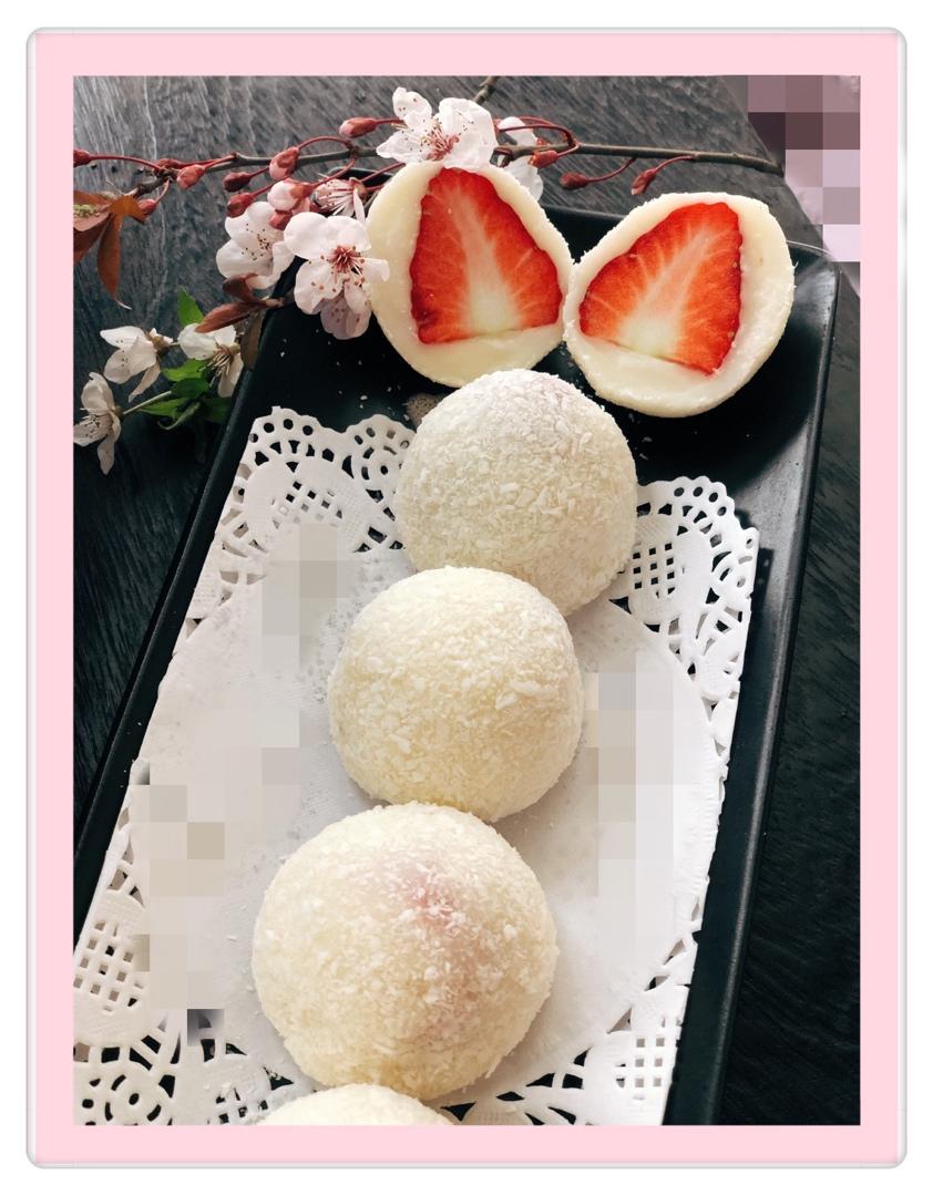 免烤箱❗️香甜软糯❗️一次成功的草莓雪媚娘🍓