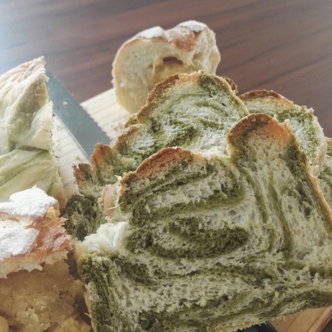 汤种抹茶大理石纹吐司（水立方模）