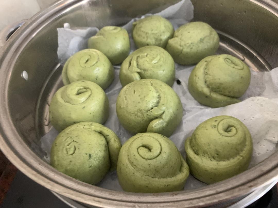 菠菜馒头卷（硬面卷）一次发酵法