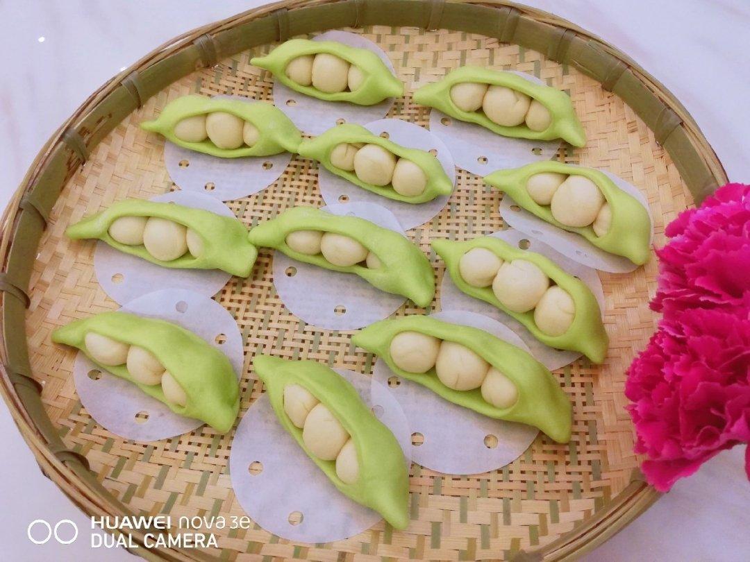 卡通造型可爱豌豆荚馒头