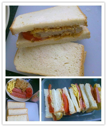 鸡蛋猪排三明治