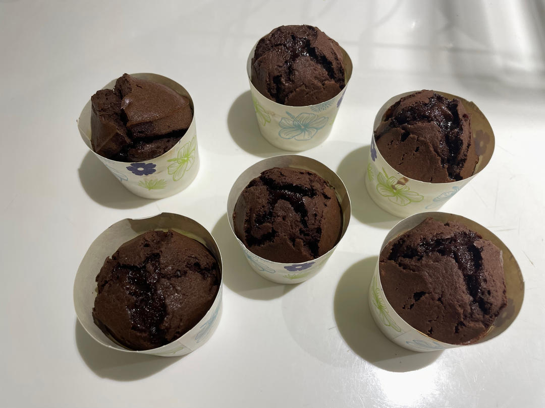 消耗巧克力酱的巧克力麦芬！不需要牛奶