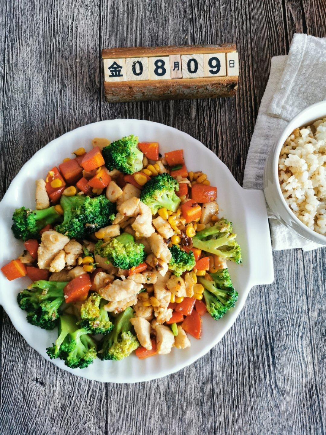 三色鸡丁（西兰花玉米胡萝卜版）