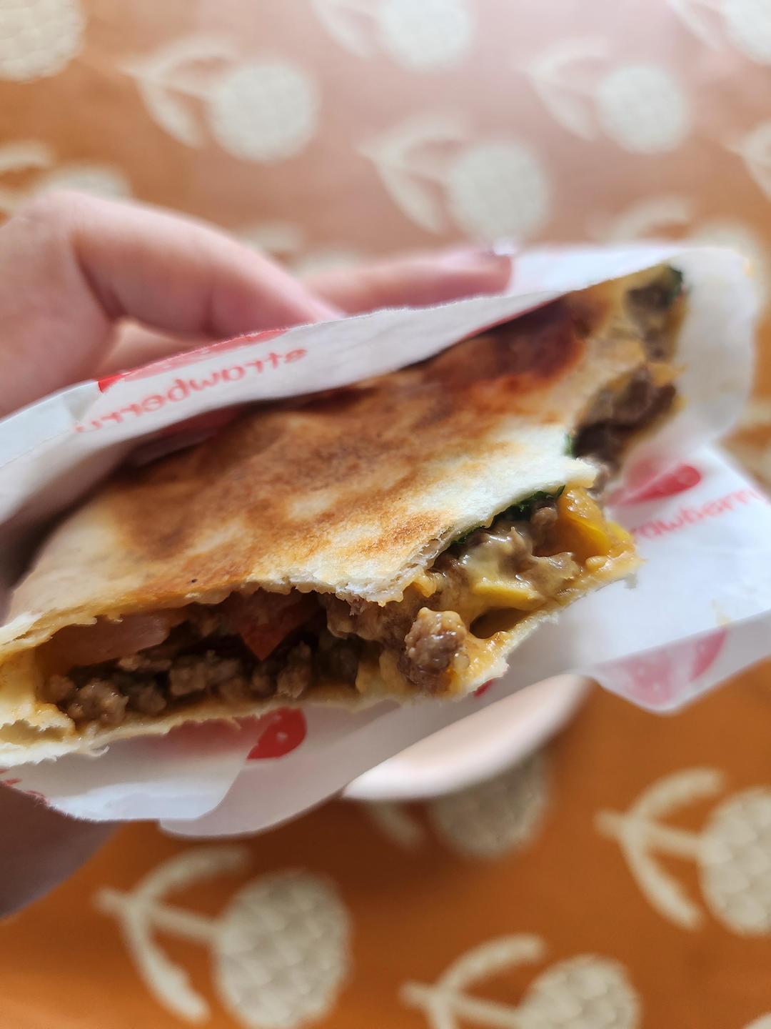 牛肉末，洋葱，甜椒，番茄酱卷饼🌮