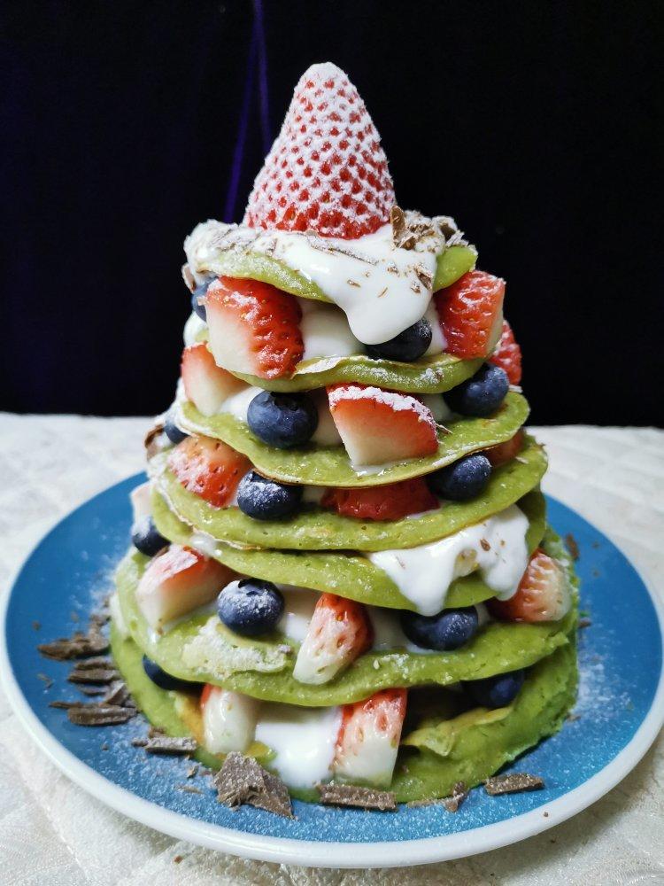 ‼️无需烤箱🌟好吃不胖的圣诞松饼蛋糕🎄