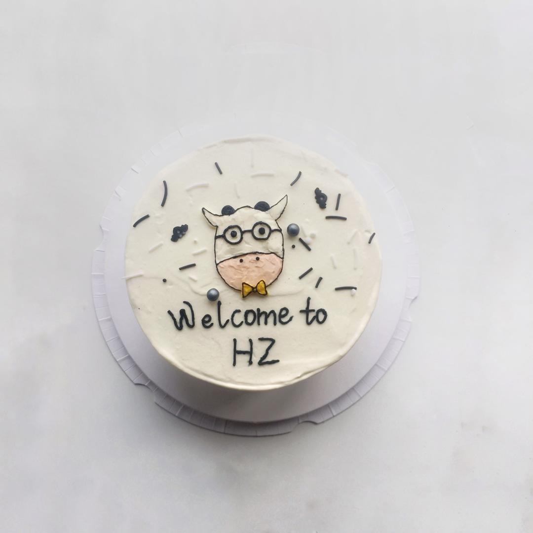 韩式简约奶油霜手绘蛋糕