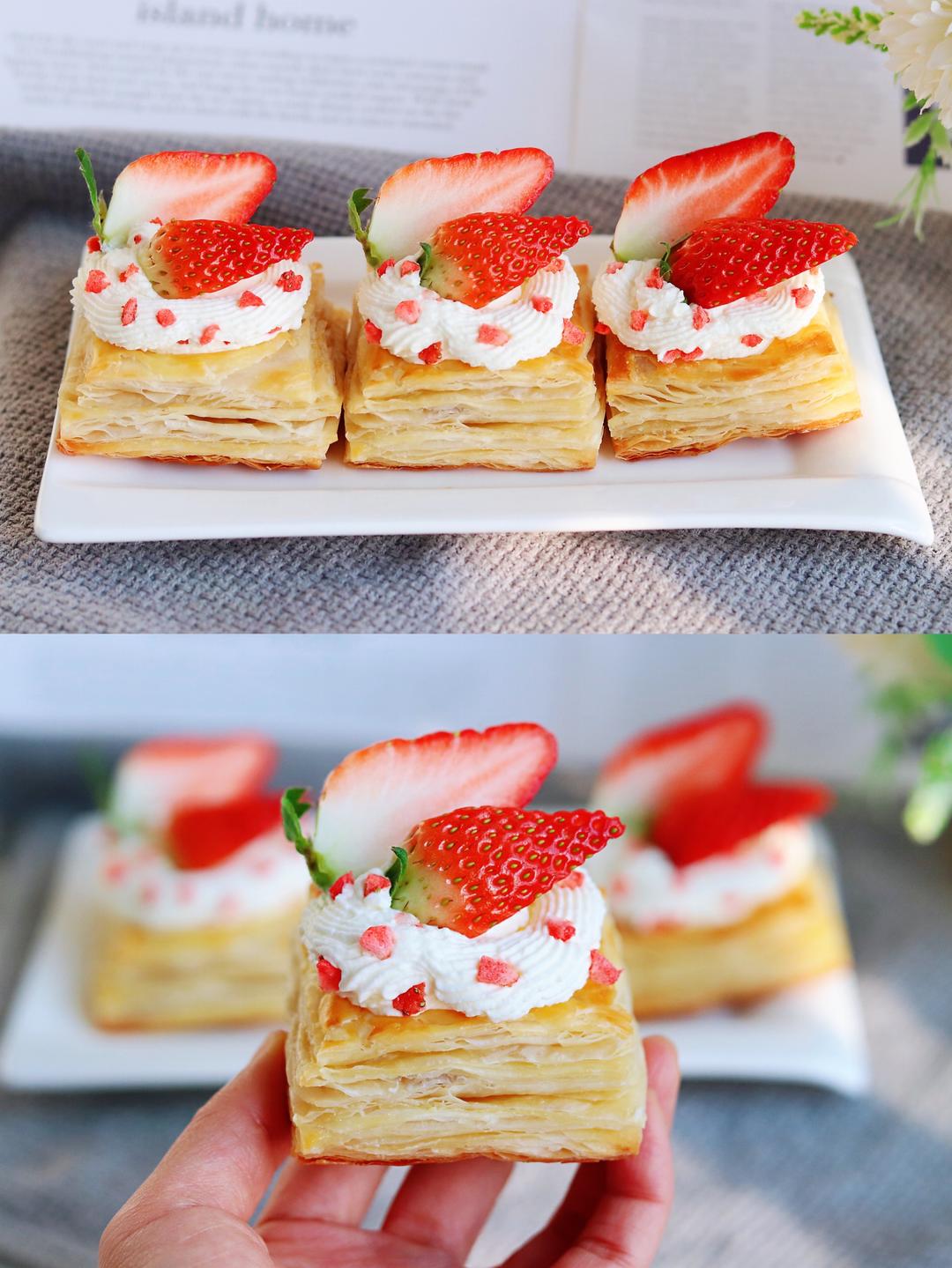 酥脆香甜❗️零失败做烤箱美食，手抓饼草莓酥的做法