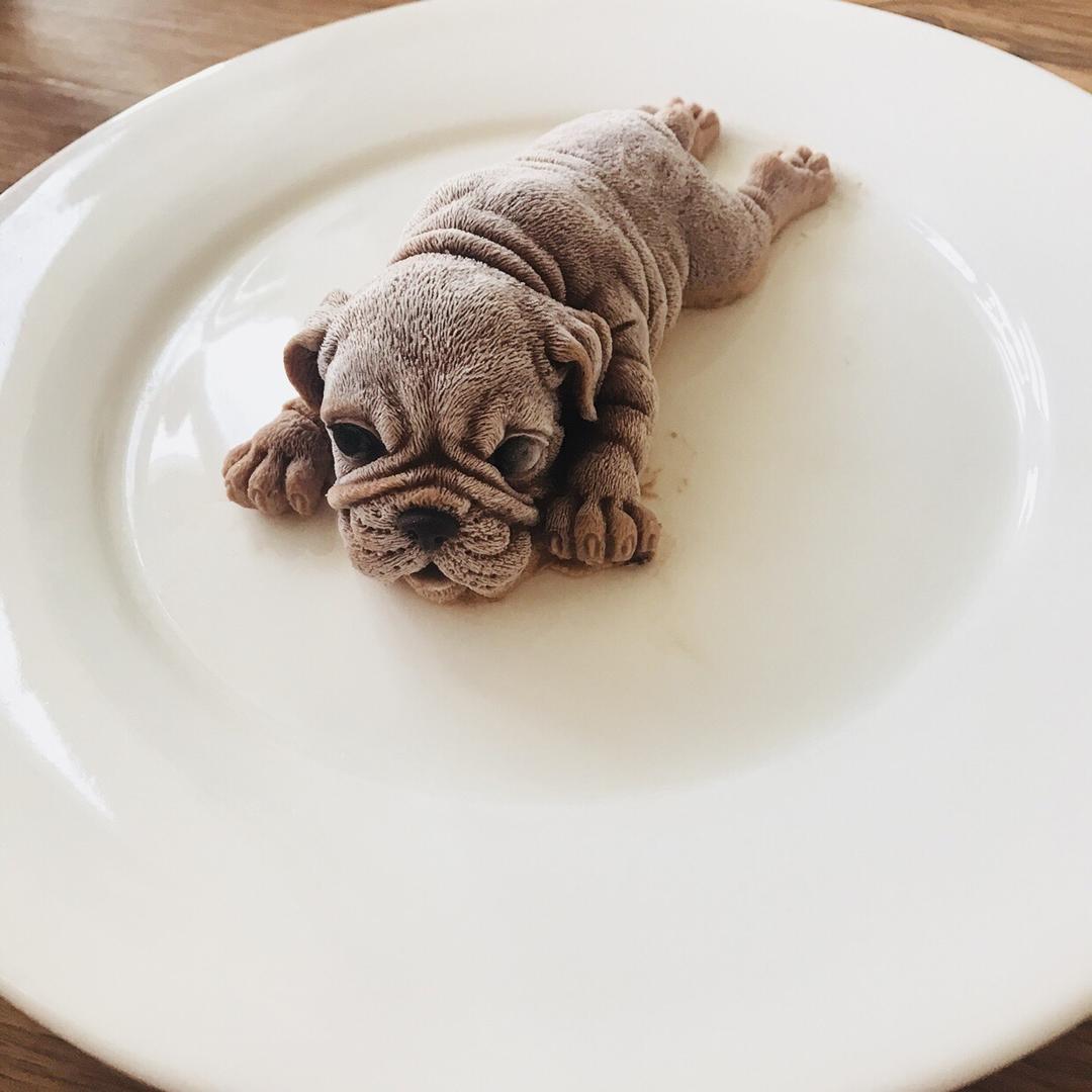 幸运宠儿520做的网红沙皮狗慕斯蛋糕