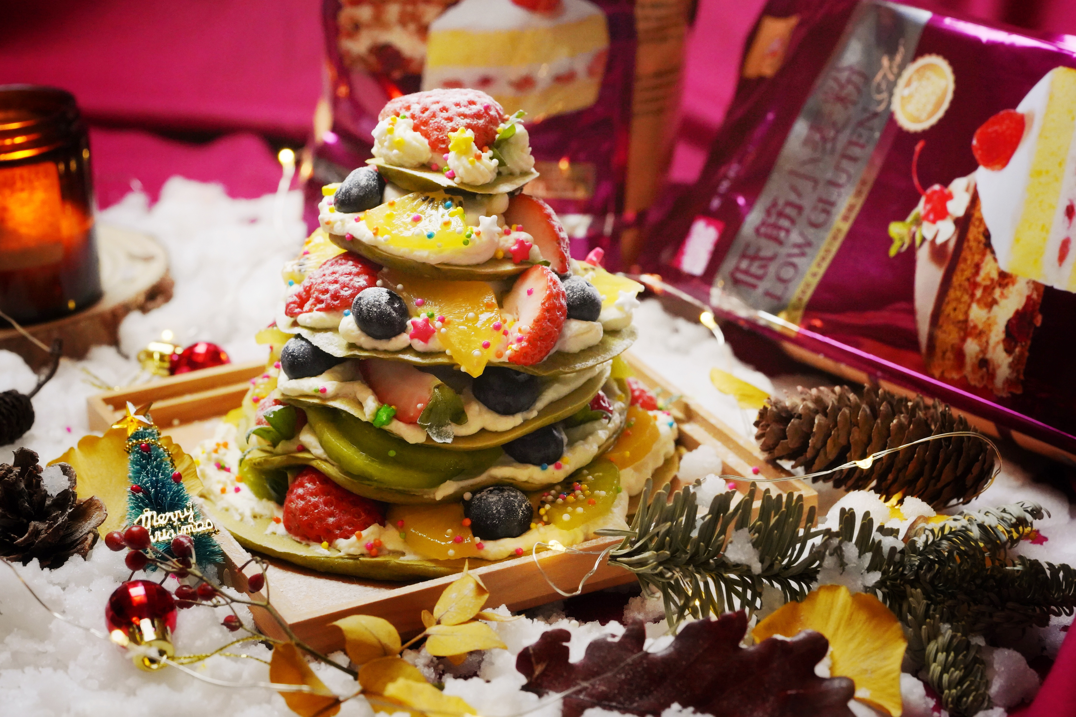 圣诞树水果松饼塔的做法