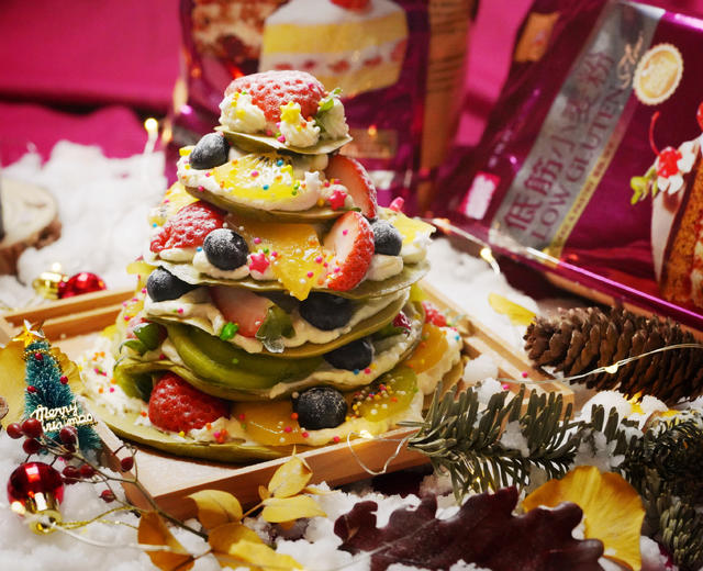圣诞树水果松饼塔的做法