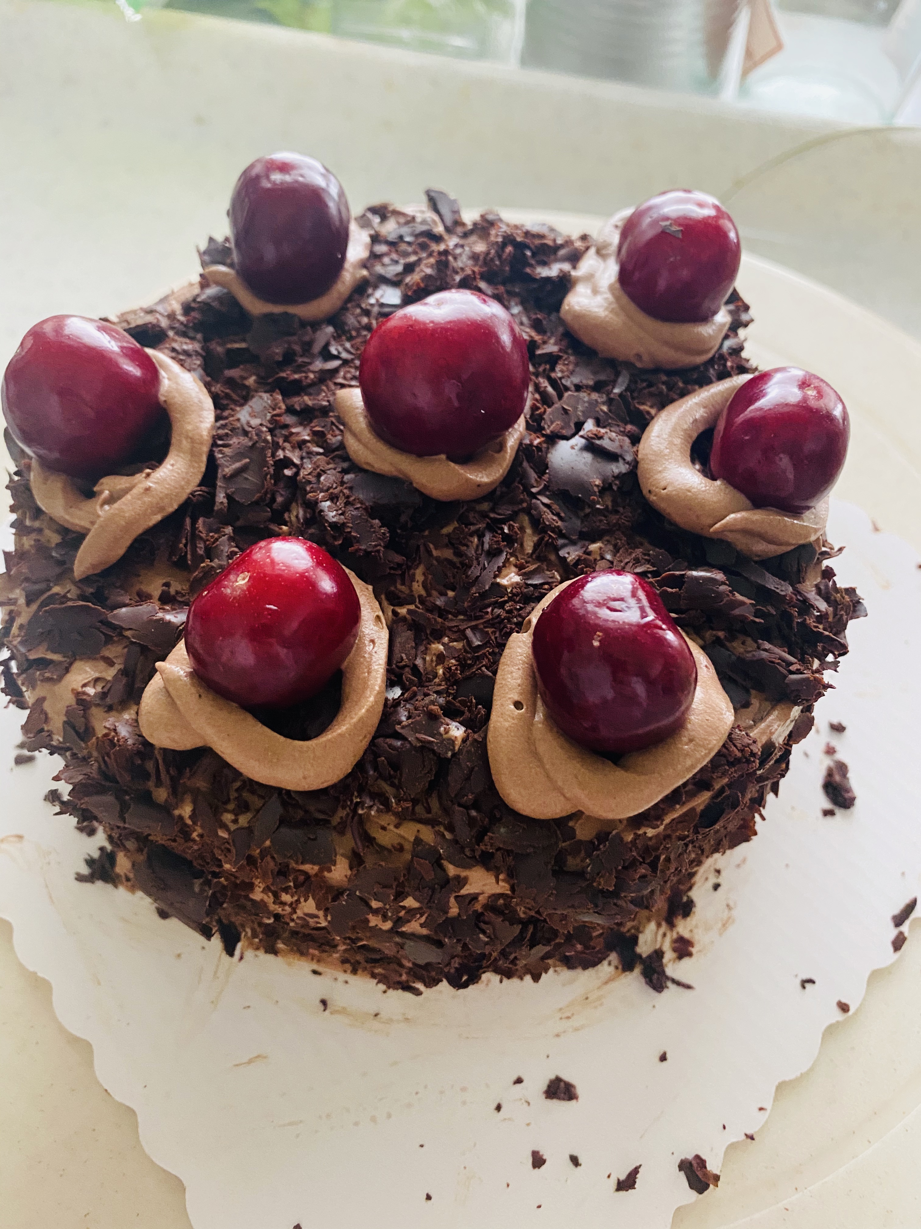 6寸黑森林蛋糕 全流程（可可戚风、巧克力奶油、巧克力屑详解）的做法