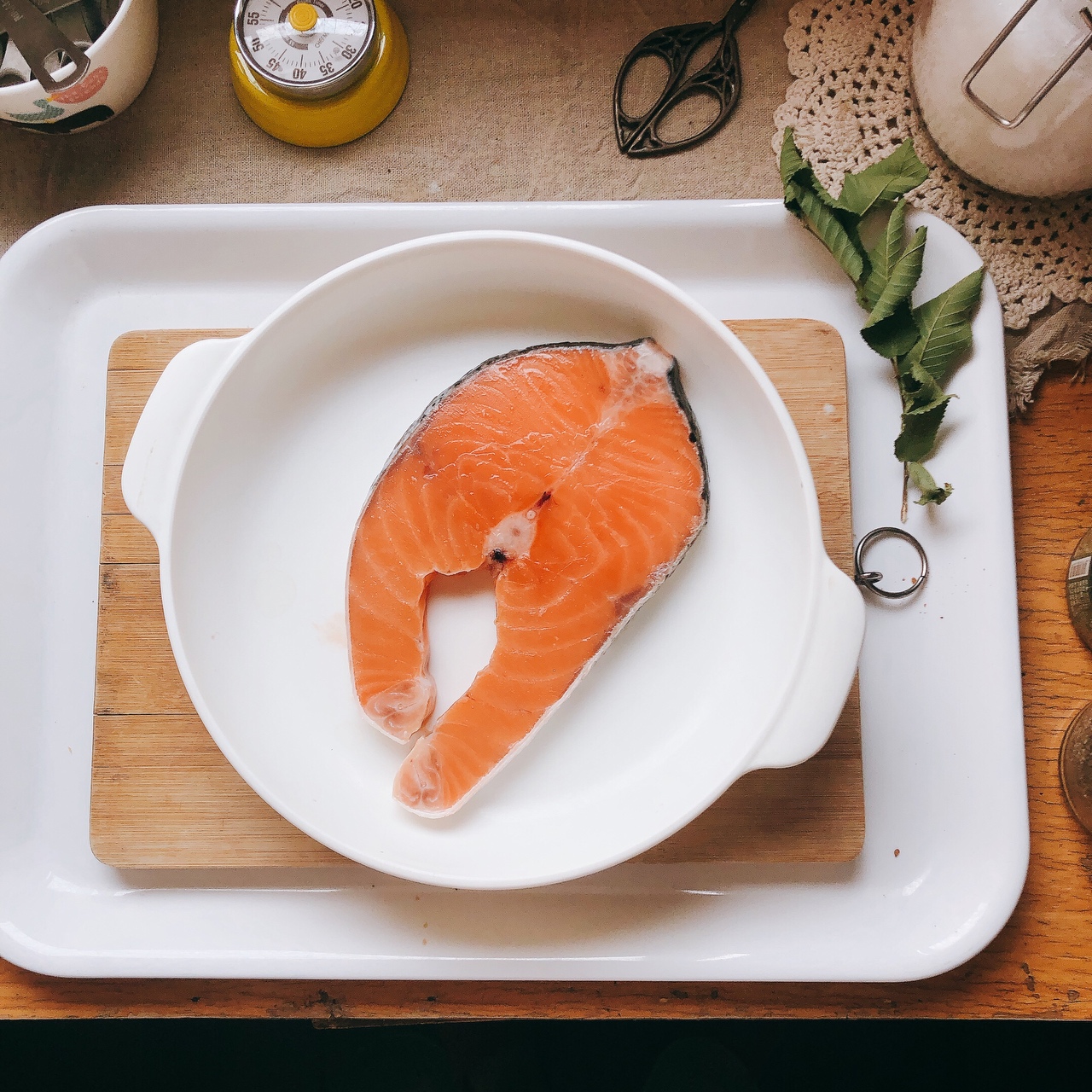 『简单健康』香煎三文鱼排Salmon Steaks的做法 步骤1