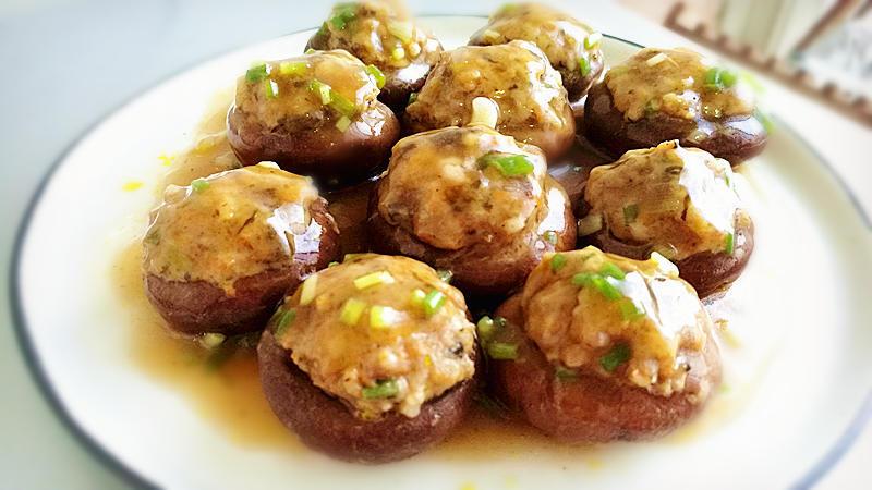 榄菜肉末香菇酿的做法