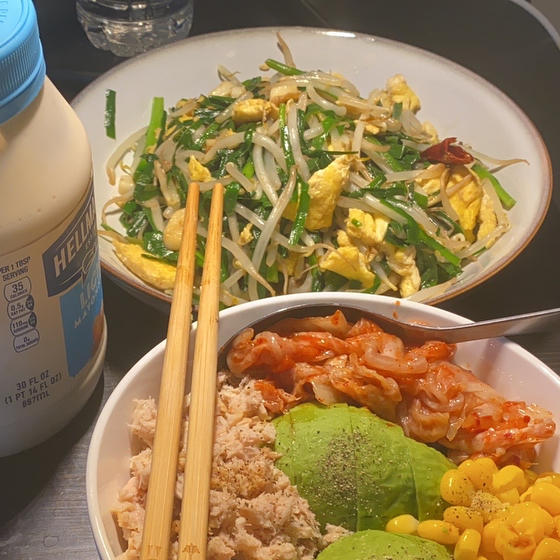 豆芽韭菜炒鸡蛋，三分钟搞定～！