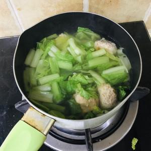 东北炖豆角+小白菜肉丸汤（一人食/360大卡）的做法 步骤9