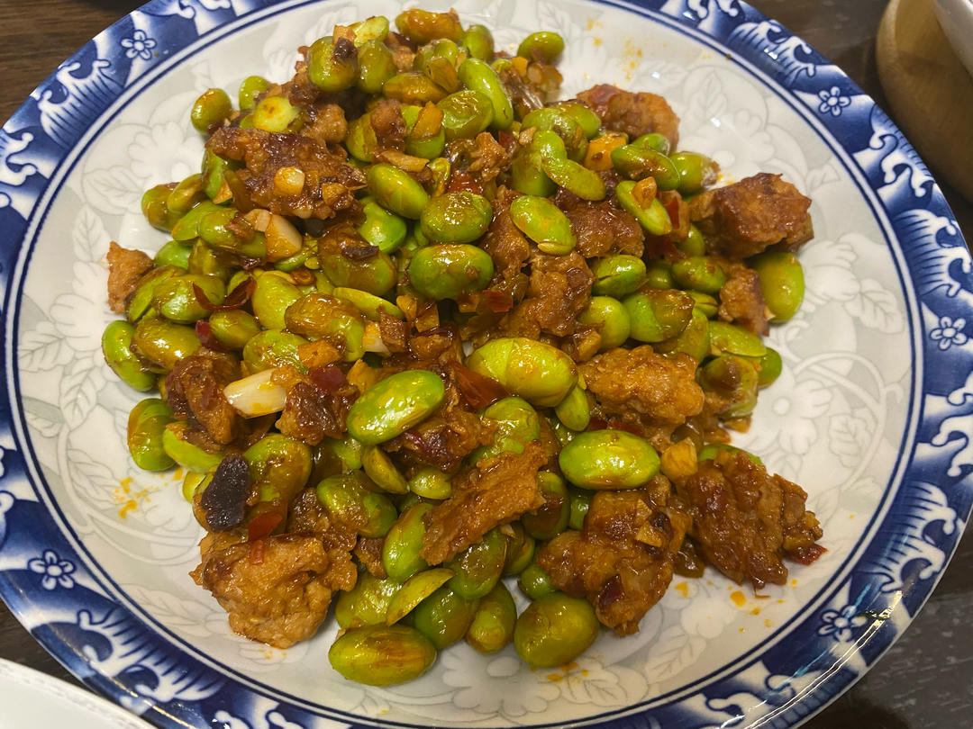 肉末炒毛豆，好吃到停不下来