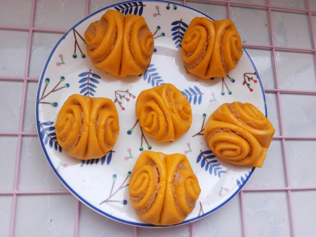花生酱版南瓜花卷的做法步骤图 怎么做好吃 笑笑的美好食光 下厨房