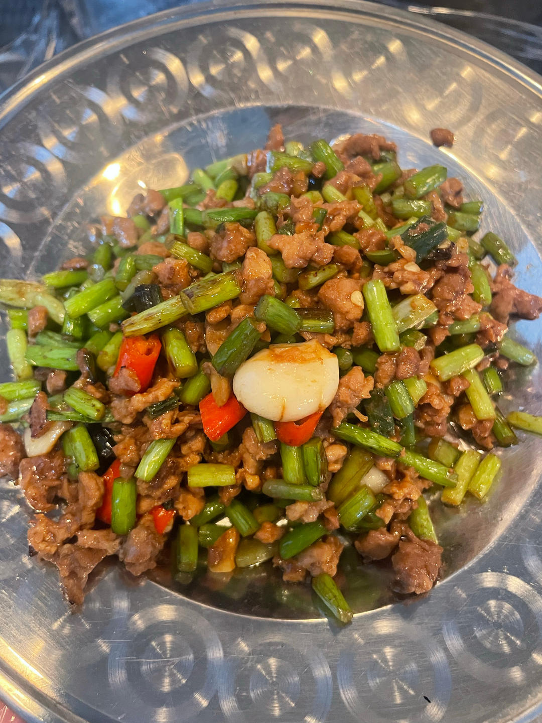 蒜苔炒肉末，三碗米饭都不够吃