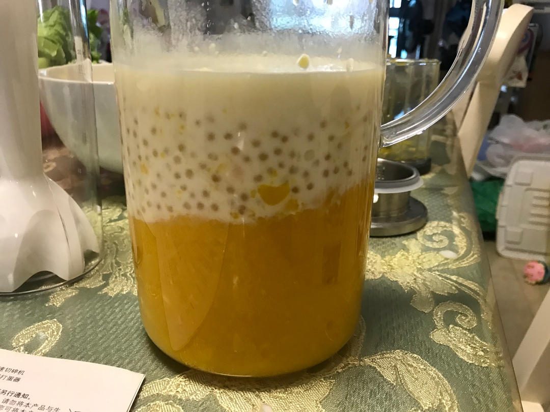 港式甜品——杨枝甘露(芒果西米露)附芒果花切法