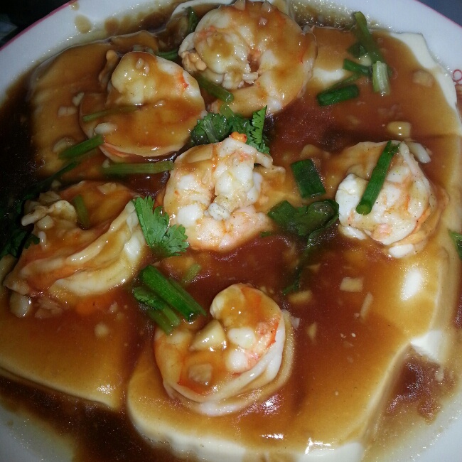 虾仁蒸豆腐