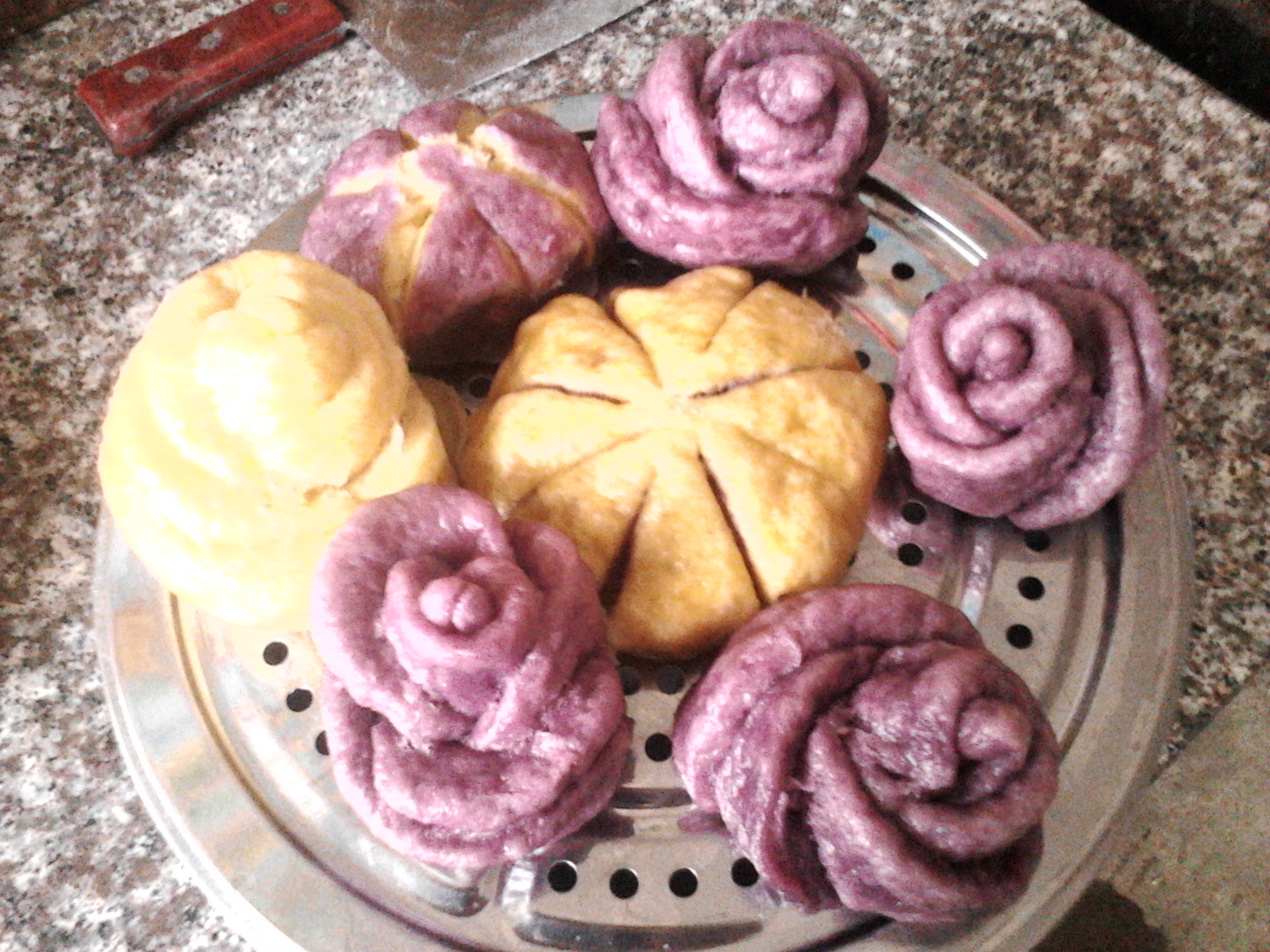 南瓜紫薯花样馒头